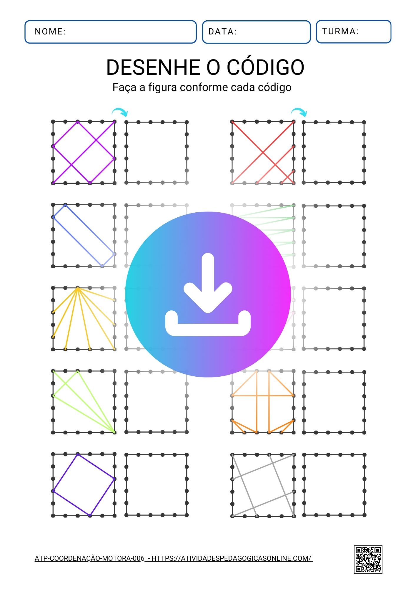 Atividade Pedagógica de Coordenação Motora - Desenhe o Código